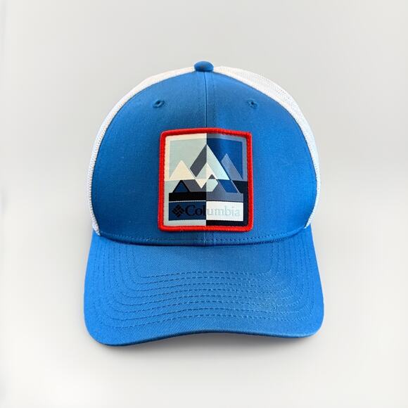Columbia Unisex Blue White Patch Adjustable SnapBack Trucker Hat Baseball Cap - Picture 1 of 7